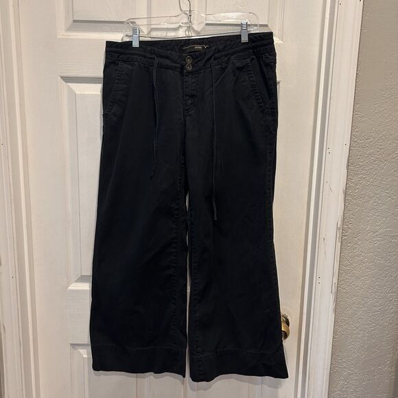 Venezia Wide Leg Black Wide Leg‎ Trousers Tie Waist Womens Size 14 Petite - Picture 1 of 6